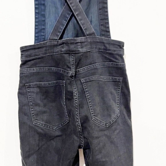 Madewell Slim Black Washed Cross Back Straps Zipper Side Jean Overalls size XS - Picture 11 of 14